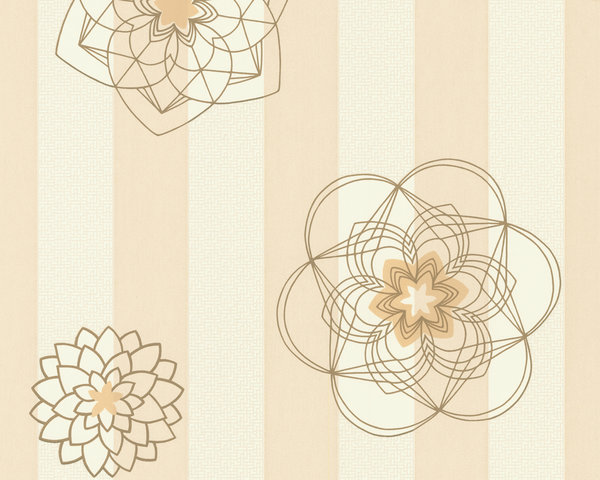 Esprit Home Vliestapete Esprit Home Beige Braun Creme Floral Blumen Streifen 110725