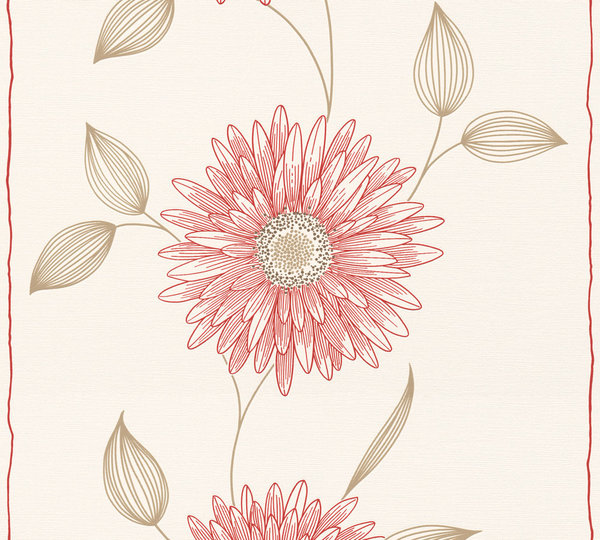 A.S. Création Vliestapete Viora Beige Rot Weiß Floral Blumen 133823