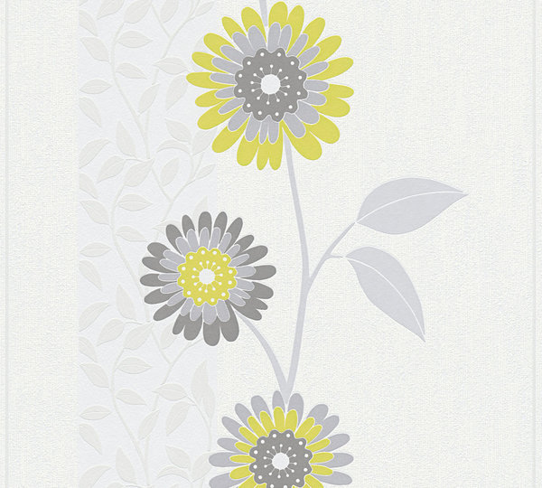 A.S. Création Vliestapete Life Grau Grün Weiß Floral Blumen 300071