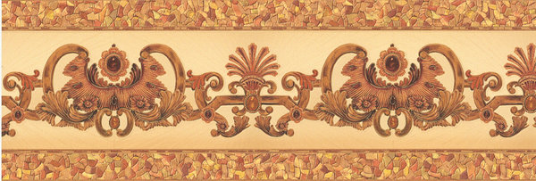 A.S. Création Papierbordüre 655455 Metallic Orange Ornament Symbol 0,17m x 5m 4000776655455