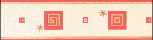A.S. Création Papierbordüre 536051 Creme Metallic Rot Ornament Symbol 0,13m x 5m 4000776536051