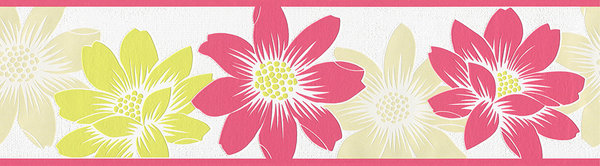 Livingwalls Papierbordüre 289810 Rot Grün Weiß Floral Blumen 0,17m x 5m 4000776289810